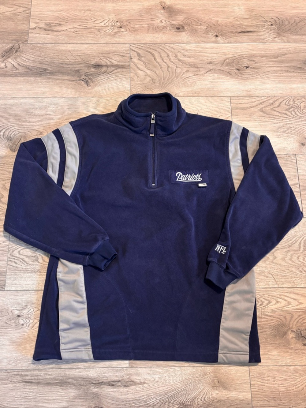 NFL Patriots Navy and Gray Quarter-Zip Fleece Pullover